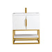 James Martin Columbia 31.5 Inch Single Vanity in Glossy White Radiant Gold With White Zeus Silestone Top