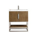 James Martin Columbia 31.5 Inch Single Vanity in Latte Oak Brushed Nickel With White Zeus Silestone Top