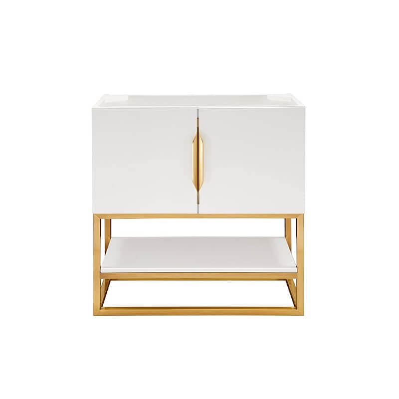 James Martin Columbia 31.5" Single Vanity in Glossy White Radiant Gold Cabinet Only