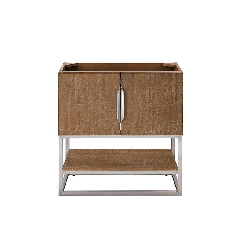 James Martin Columbia 31.5" Single Vanity in Latte Oak Brushed Nickel Cabinet Only