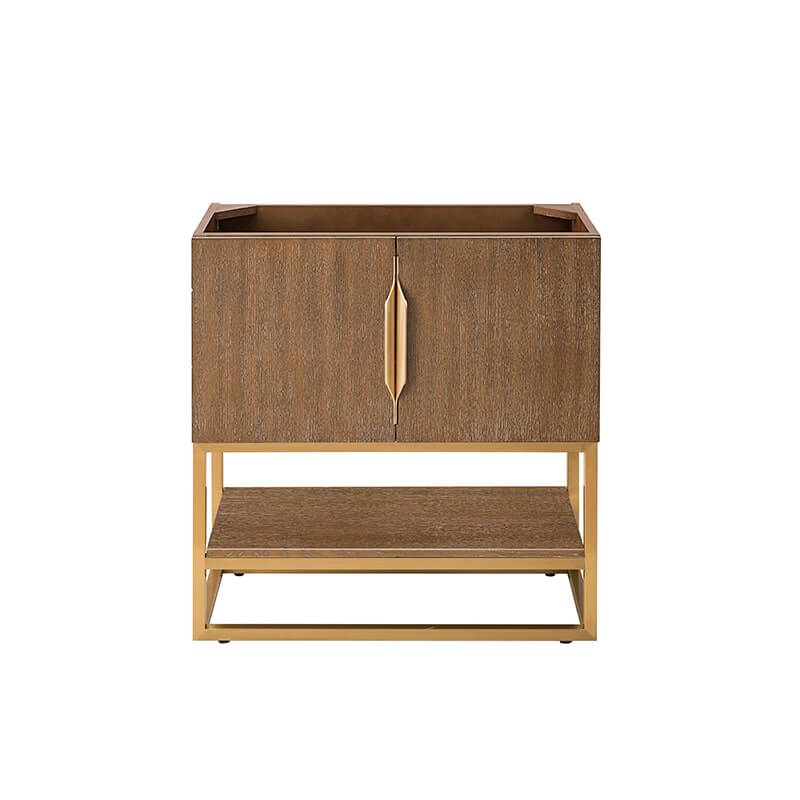 James Martin Columbia 31.5" Single Vanity in Latte Oak Radiant Gold Cabinet Only