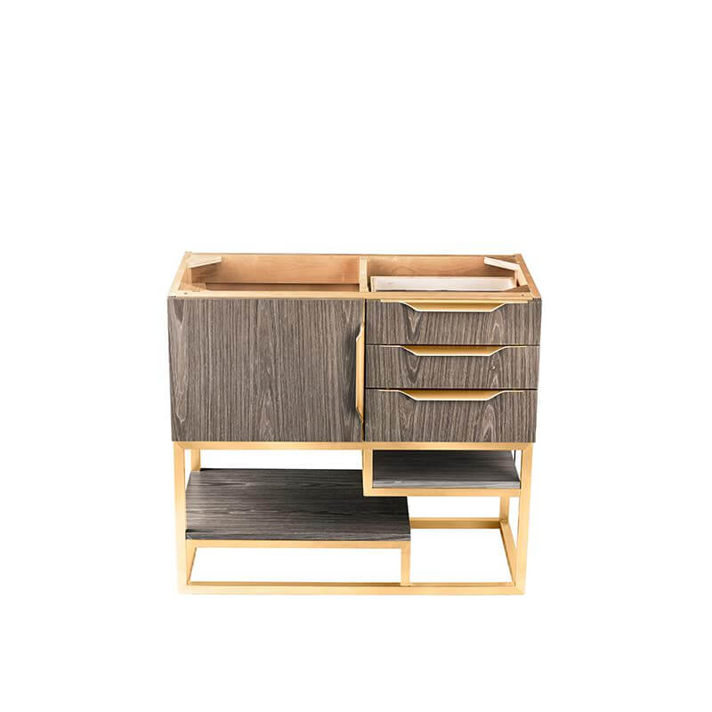 James Martin Columbia 36" Single Vanity in Ash Gray Radiant Gold Cabinet Only