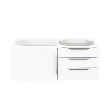 James Martin Columbia 36" Single Wall Mount Vanity in Glossy White Brushed Nickel Cabinet Only