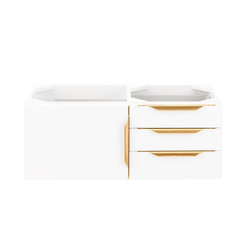 James Martin Columbia 36" Single Wall Mount Vanity in Glossy White Radiant Gold Cabinet Only