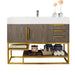 James Martin Columbia 48 Inch Single Vanity in Ash Gray Radiant Gold With White Zeus Silestone Top