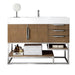 James Martin Columbia 48 Inch Single Vanity in Latte Oak Brushed Nickel With White Zeus Silestone Top