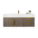James Martin Columbia 48 Inch Single Wall Mount Vanity in Ash Gray Radiant Gold With White Zeus Silestone Top