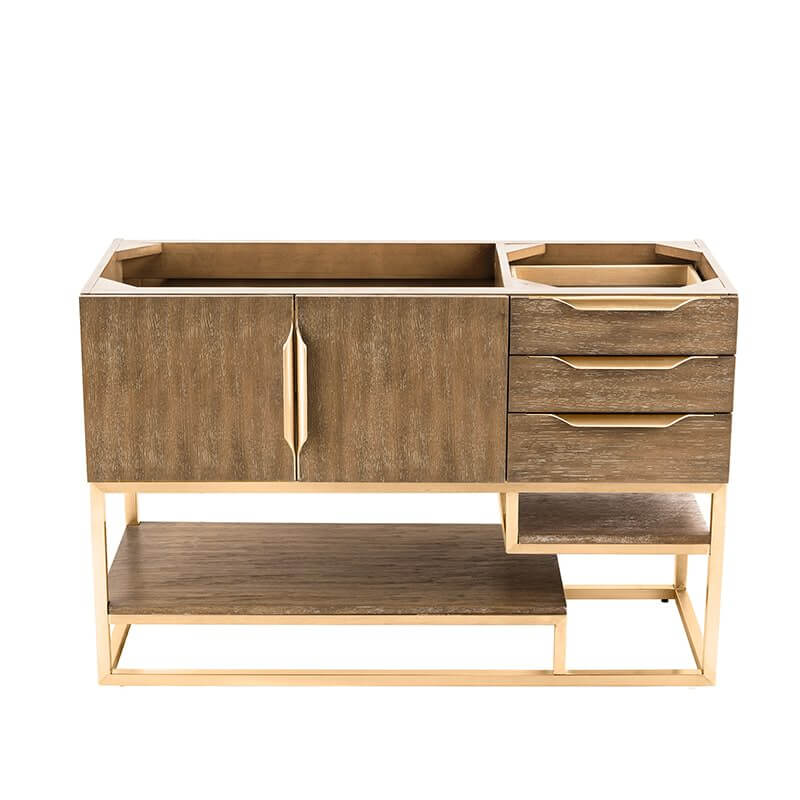 James Martin Columbia 48" Single Vanity in Latte Oak Radiant Gold Cabinet Only