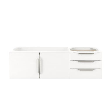 James Martin Columbia 48" Single Wall Mount Vanity in Glossy White Brushed Nickel Cabinet Only