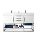 James Martin Columbia 59" Double Vanity in Glossy White Brushed Nickel Cabinet Only