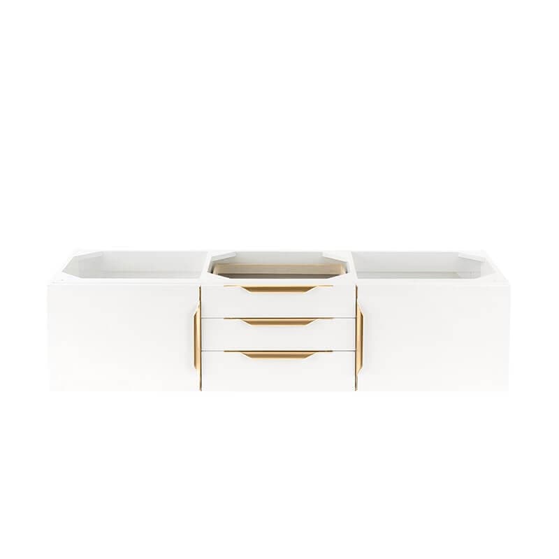 James Martin Columbia 59" Double Wall Mount Vanity in Glossy White Radiant Gold Cabinet Only