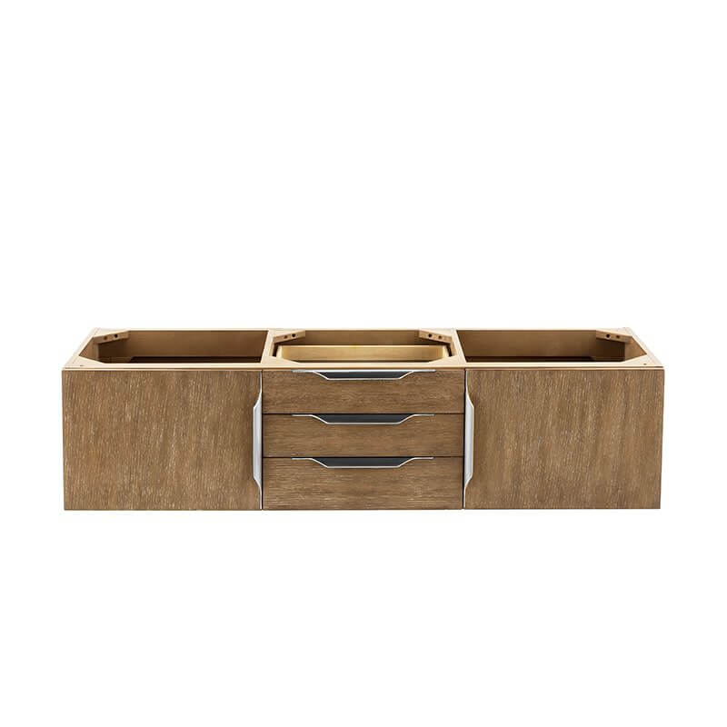 James Martin Columbia 59" Double Wall Mount Vanity in Latte Oak Brushed Nickel Cabinet Only