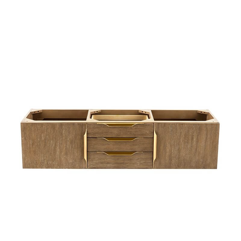 James Martin Columbia 59" Double Wall Mount Vanity in Latte Oak Radiant Gold Cabinet Only