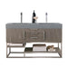 James Martin Columbia 59 Inch Double Vanity in Ash Gray Brushed Nickel With Dusk Grey Glossy Composite Stone Top