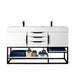 James Martin Columbia 59 Inch Double Vanity in Glossy White Matte Black With White Zeus Silestone Top