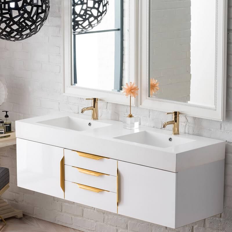 James Martin Columbia 59 Inch Double Wall Mount Vanity Corner View
