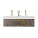 James Martin Columbia 59 Inch Double Wall Mount Vanity in Ash Gray Radiant Gold With White Zeus Silestone Top