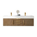 James Martin Columbia 59 Inch Double Wall Mount Vanity in Latte Oak Radiant Gold With White Zeus Silestone Top