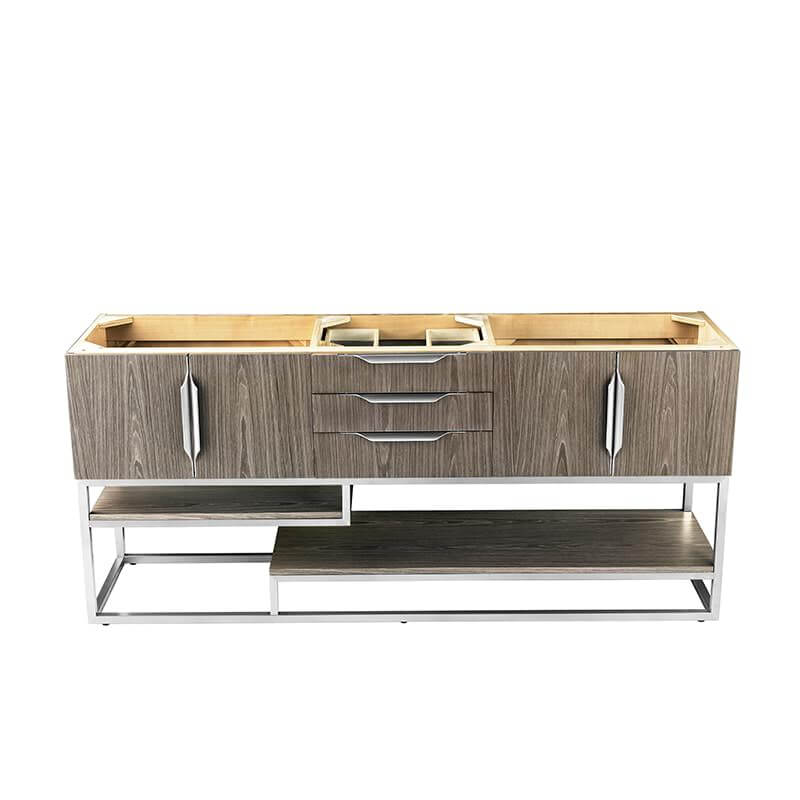 James Martin Columbia 72" Double Vanity Ash Gray Brushed Nickel Cabinet Only