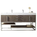 James Martin Columbia 72" Double Vanity Ash Gray Brushed Nickel With White Zeus Silestone Top