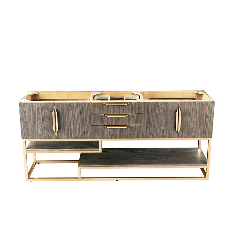James Martin Columbia 72" Double Vanity Ash Gray Radiant Gold Cabinet Only