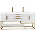 James Martin Columbia 72" Double Vanity Glossy White Radiant Gold With White Zeus Silestone Top