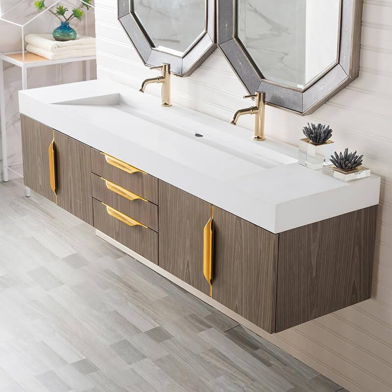 James Martin Columbia 72" Double Wall Mount Vanity Corner View
