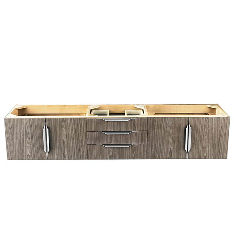 James Martin Columbia 72" Double Wall Mount Vanity in Ash Gray Brushed Nickel Cabinet Only