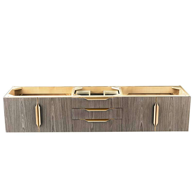 James Martin Columbia 72" Double Wall Mount Vanity in Ash Gray Radiant Gold Cabinet Only