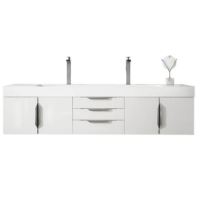 James Martin Columbia 72" Double Wall Mount Vanity in Glossy White Brushed Nickel Cabinet Only