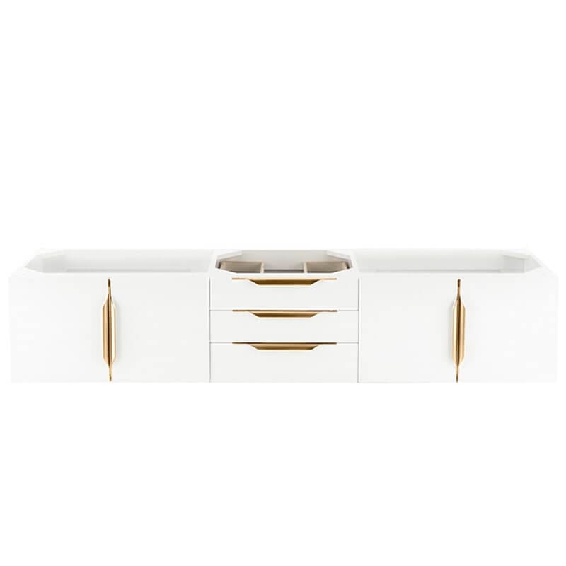 James Martin Columbia 72" Double Wall Mount Vanity in Glossy White Radiant Gold Cabinet Only
