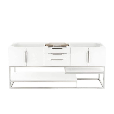 James Martin Columbia 72 Inch Double Vanity Glossy White Brushed Nickel Cabinet Only