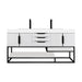 James Martin Columbia 72 Inch Double Vanity Glossy White Matte Black With White Zeus Silestone Top