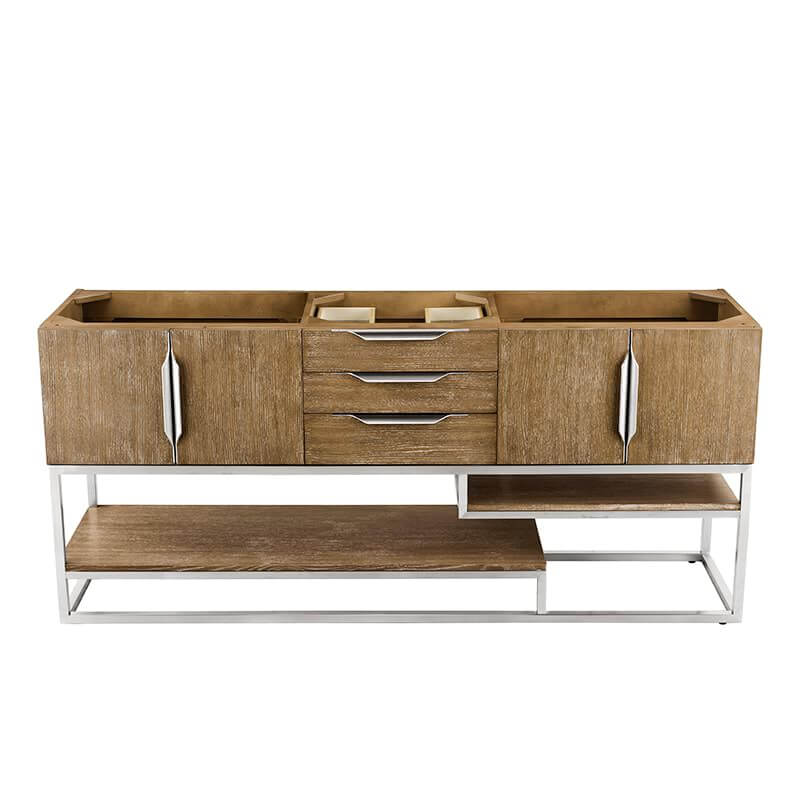 James Martin Columbia 72 Inch Double Vanity Latte Oak Brushed Nickel Cabinet Only