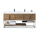 James Martin Columbia 72 Inch Double Vanity Latte Oak Brushed Nickel With White Zeus Silestone Top