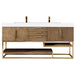 James Martin Columbia 72 Inch Double Vanity Latte Oak Radiant Gold With White Zeus Silestone Top