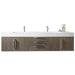 James Martin Columbia 72 Inch Double Wall Mount Vanity in Ash Gray Brushed Nickel With White Zeus Silestone Top