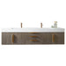 James Martin Columbia 72 Inch Double Wall Mount Vanity in Ash Gray Radiant Gold With White Zeus Silestone Top