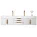 James Martin Columbia 72 Inch Double Wall Mount Vanity in Glossy White Radiant Gold With White Zeus Silestone Top