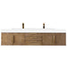 James Martin Columbia 72 Inch Double Wall Mount Vanity in Latte Oak Radiant Gold With White Zeus Silestone Top