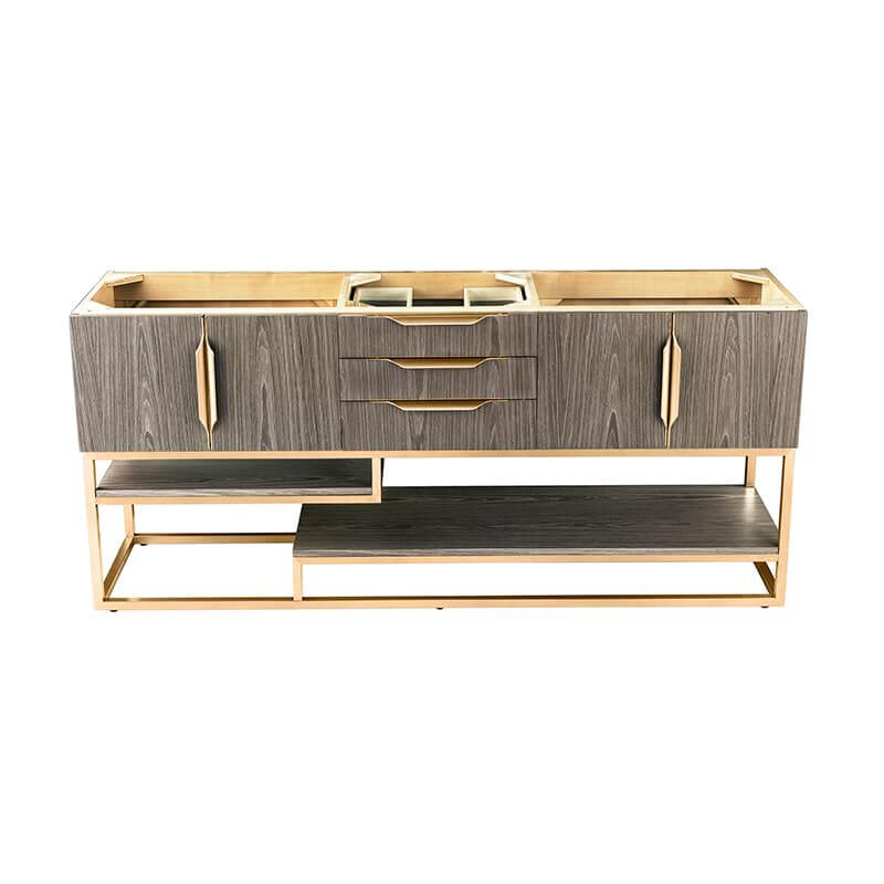 James Martin Columbia 72 Inch Single Vanity in Ash Gray Radiant Gold Cabinet Only
