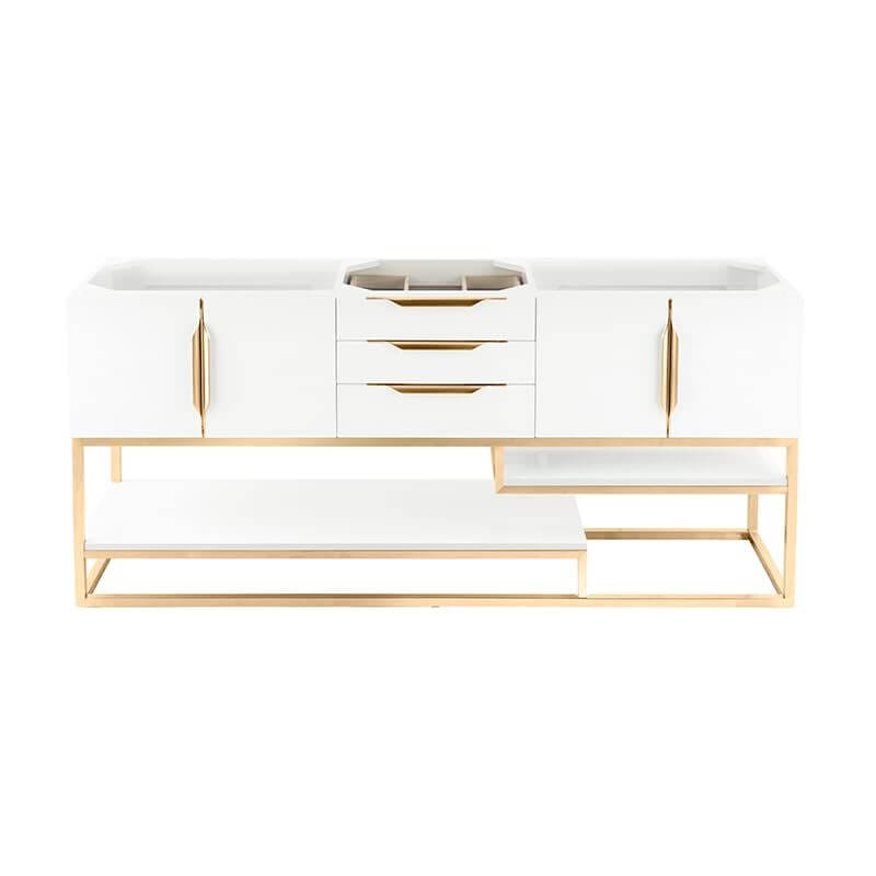 James Martin Columbia 72 Inch Single Vanity in Glossy White Radiant Gold Cabinet Only