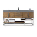 James Martin Columbia 72 Inch Single Vanity in Latte Oak Brushed Nickel With Dusk Grey Glossy Composite Stone Top