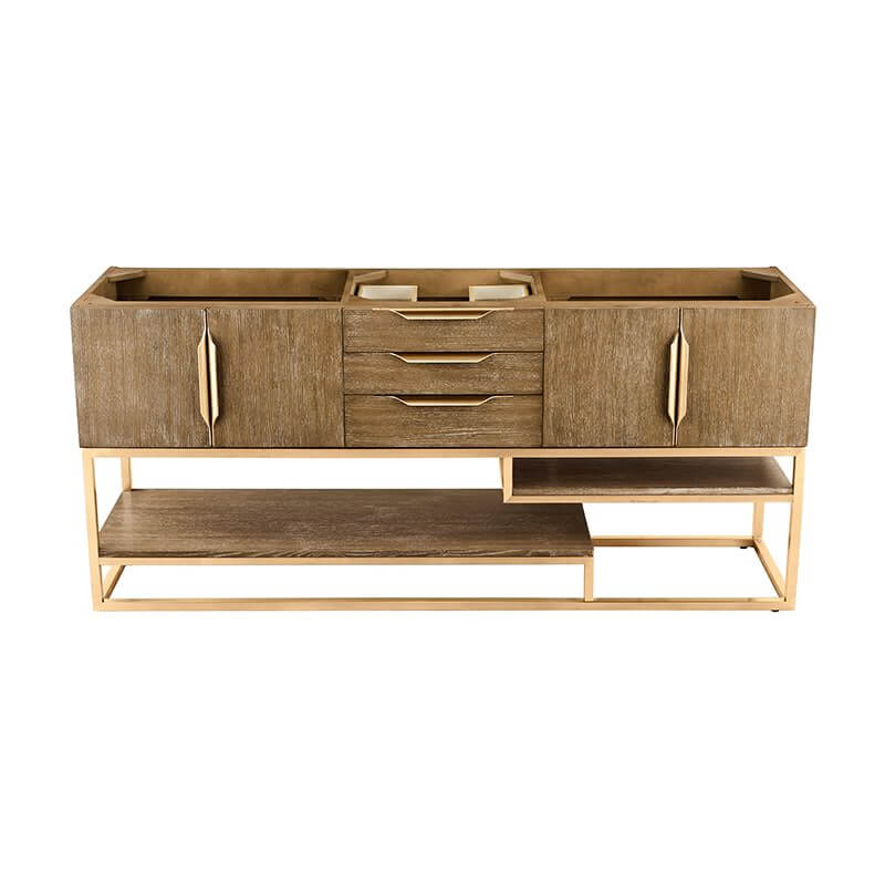 James Martin Columbia 72 Inch Single Vanity in Latte Oak Radiant Gold Cabinet Only