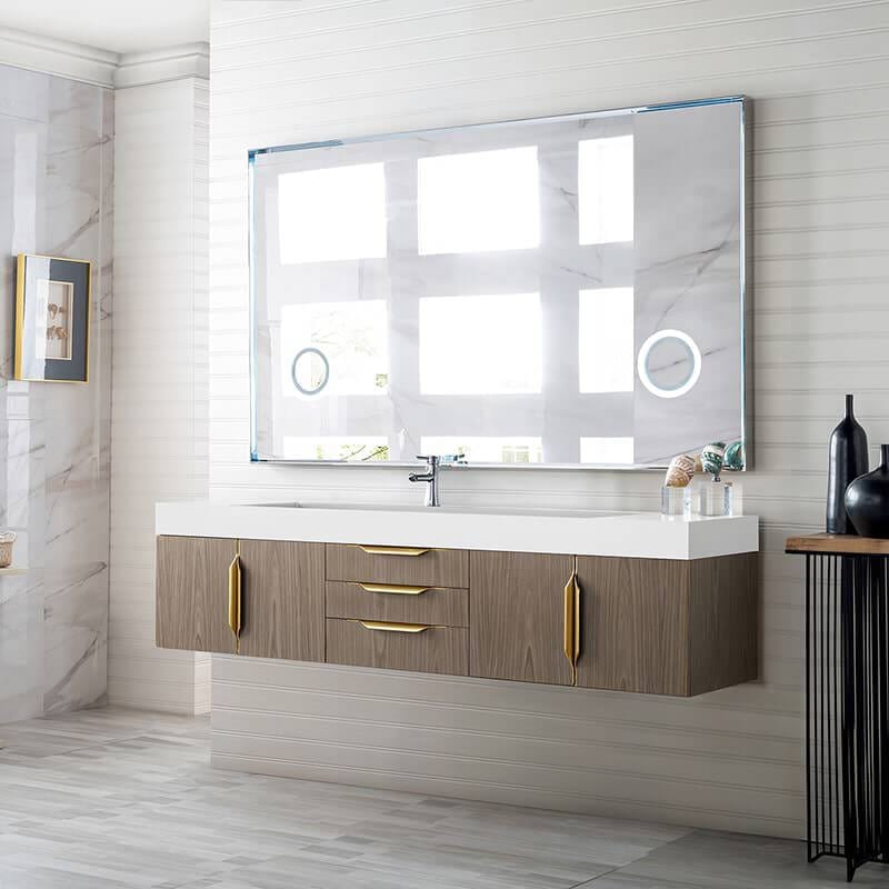 James Martin Columbia 72 Inch Single Wall Mount Vanity Corner View