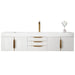 James Martin Columbia 72 Inch Single Wall Mount Vanity in Glossy White Radiant Gold With White Zeus Silestone Top