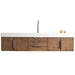 James Martin Columbia 72 Inch Single Wall Mount Vanity in Latte Oak Brushed Nickel With White Zeus Silestone Top