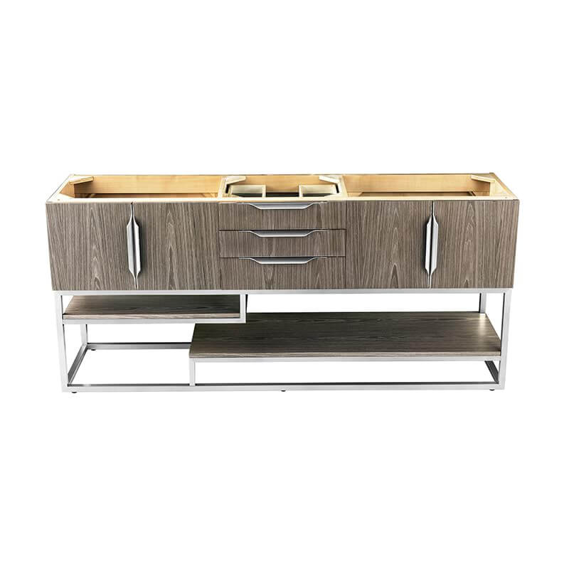 James Martin Columbia 72" Single Vanity in Ash Gray Brushed Nickel Cabinet Only