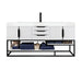 James Martin Columbia 72" Single Vanity in Glossy White Matte Black With White Zeus Silestone Top