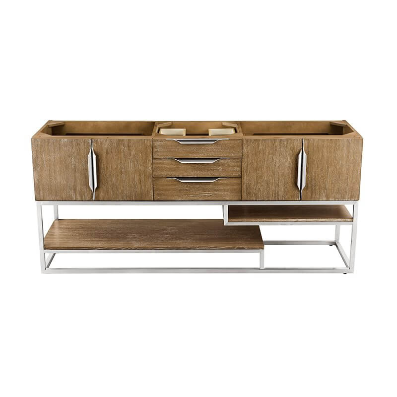 James Martin Columbia 72" Single Vanity in Latte Oak Brushed Nickel Cabinet Only
